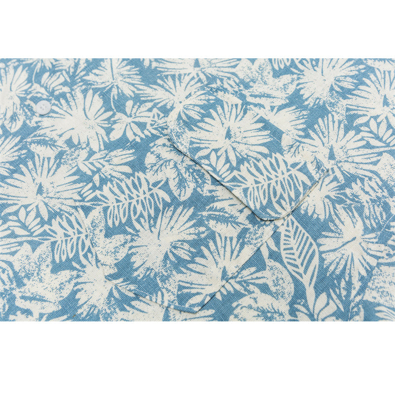 New for summer: Floral print short-sleeved linen shirt