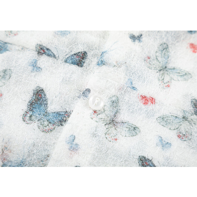 New for summer: Fringe butterfly print short-sleeved shirt