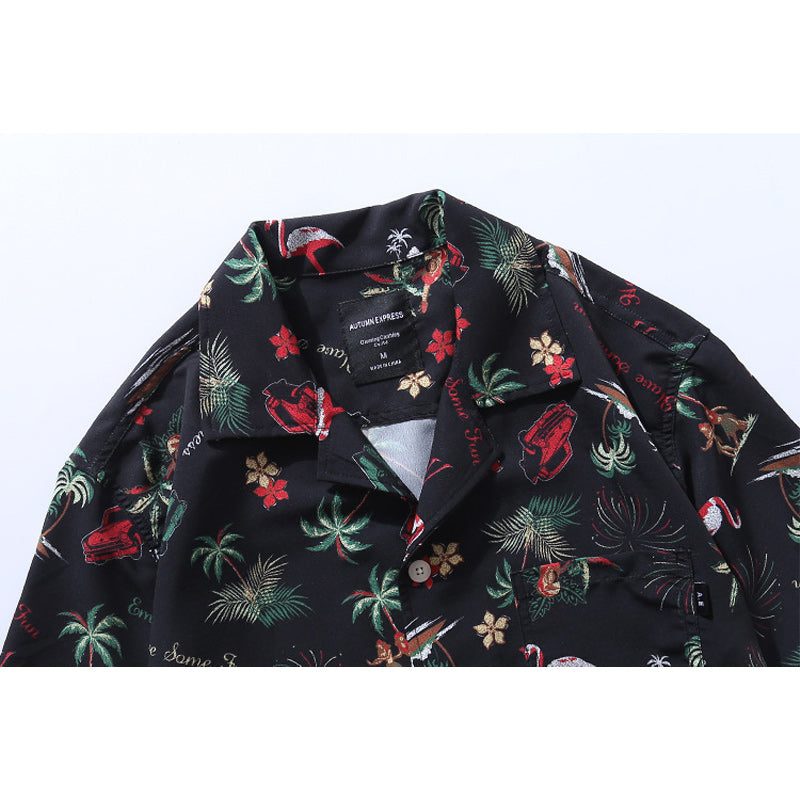 "Palm Trees, Flamingos, and Fireworks" Aloha Shirt
