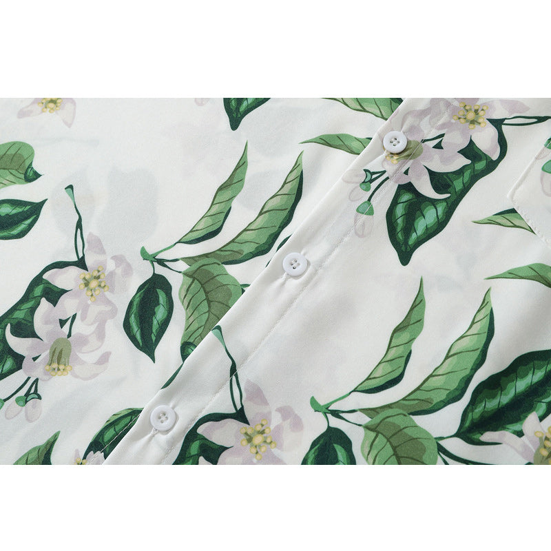 Fresh Hawaiian floral short-sleeved shirt