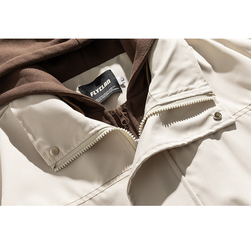 Hooded layered loose casual American casual jacket