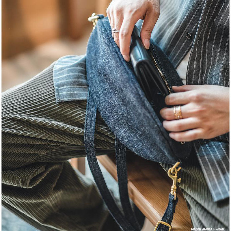 13.5 oz Denim Alphabet Side Bag