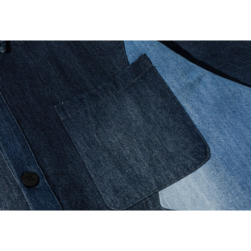 Vintage washed denim shirt with contrasting colors