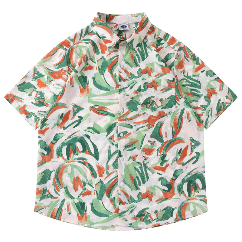 New for summer: Graffiti print short-sleeved shirt