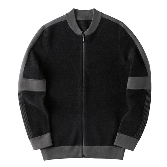 Baseball collar knit jacket