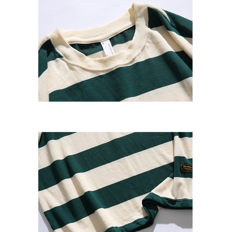 Classic wide horizontal striped short sleeve T-shirt