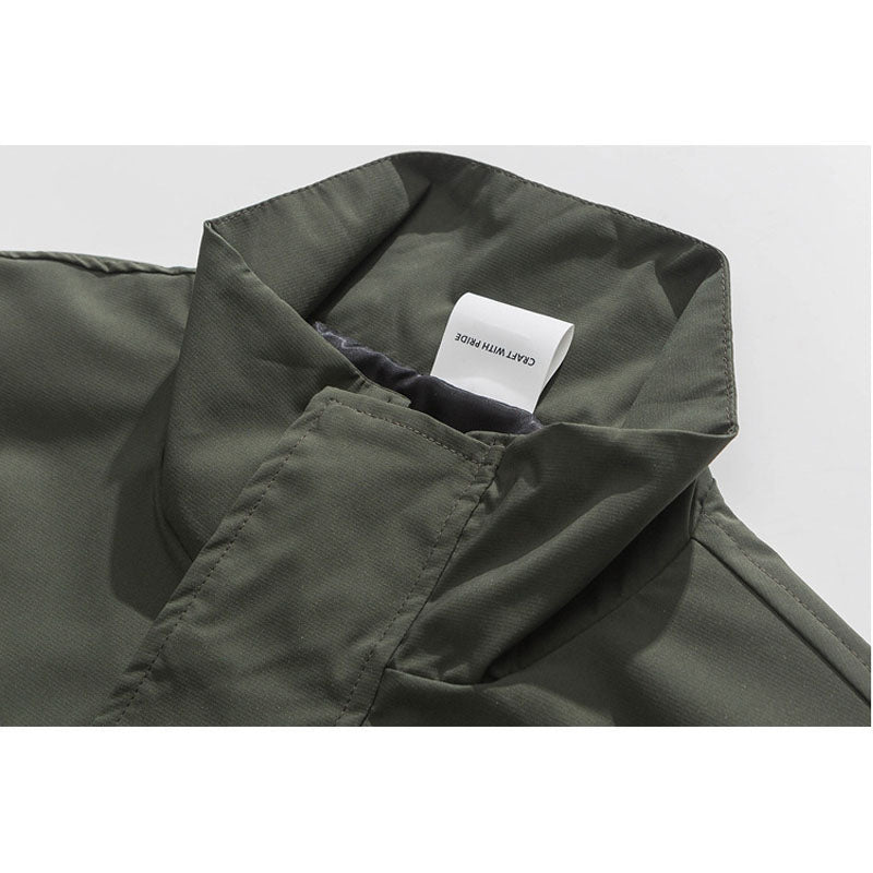 Stand collar multi-pocket outdoor cargo jacket
