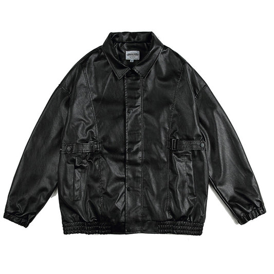Men's PU plain leather jacket for cold weather and windproof protection