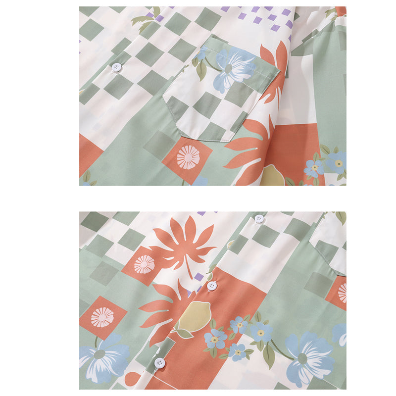 New summer geometric print short sleeve shirt