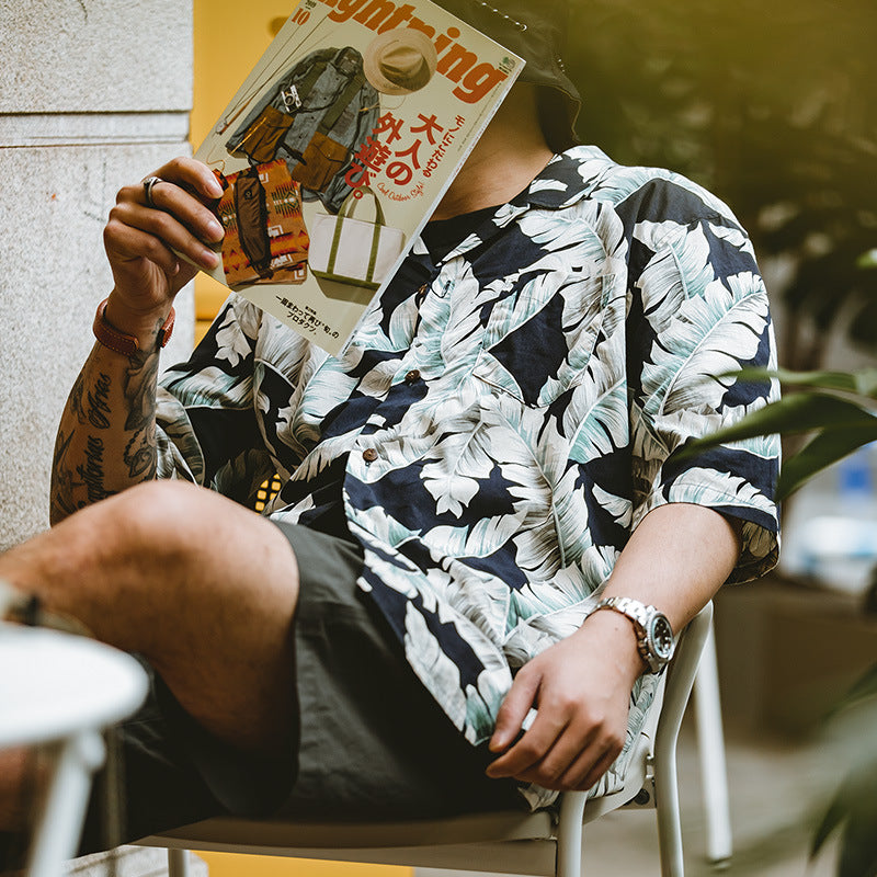 New for summer: Banana leaf aloha style short-sleeved shirt