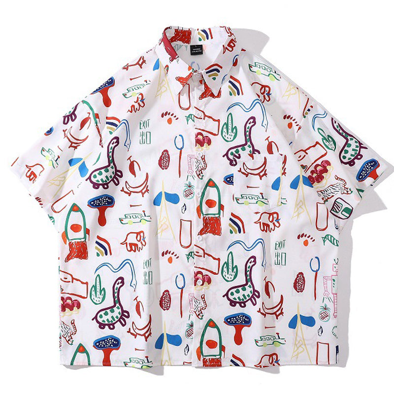New for summer: Graffiti print short-sleeved shirt