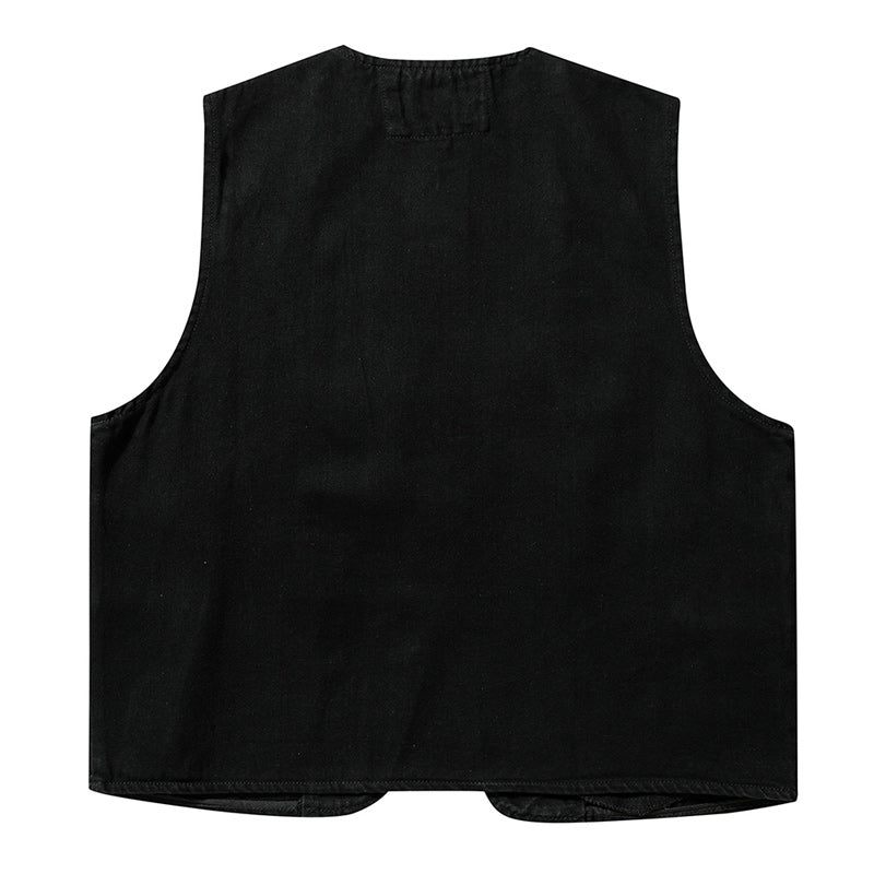 Denim Wash Zipper Vest