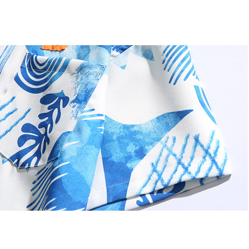 Refreshing all-over print aloha short-sleeved shirt