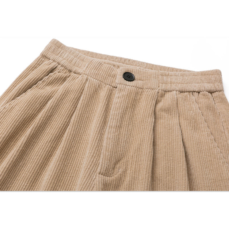 Color-block pocket corduroy slacks