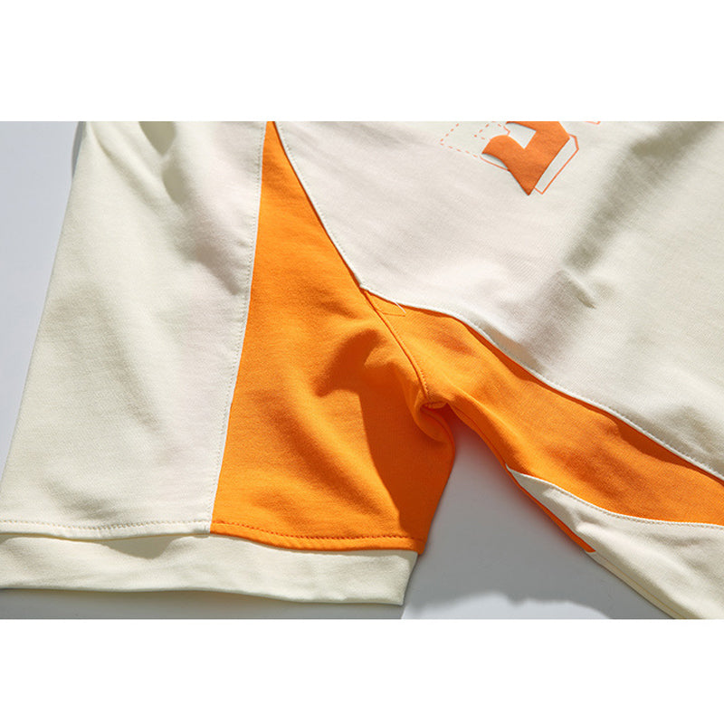 夏新作 250G 綿 切替 立体アルファベット Tシャツ