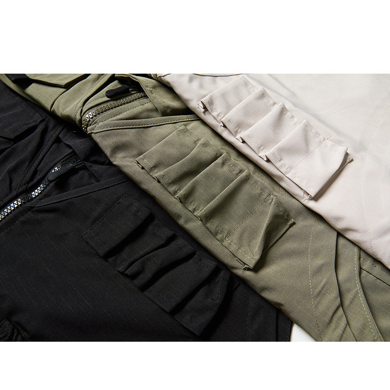 3色展開 Multi pocket フェイクレイヤードチェック柄アウトドアベスト