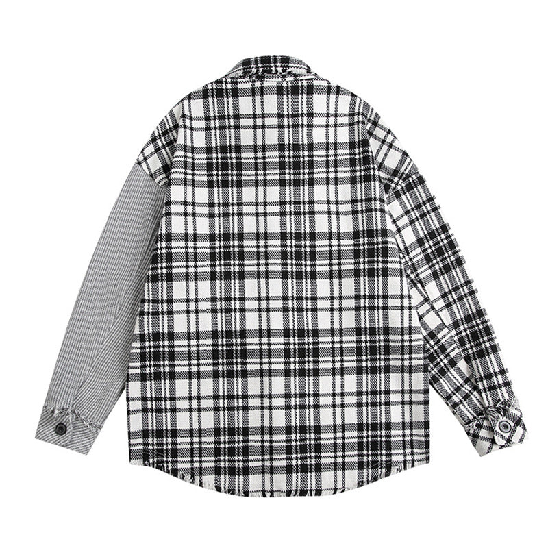 Fashion check pattern long sleeve shirt