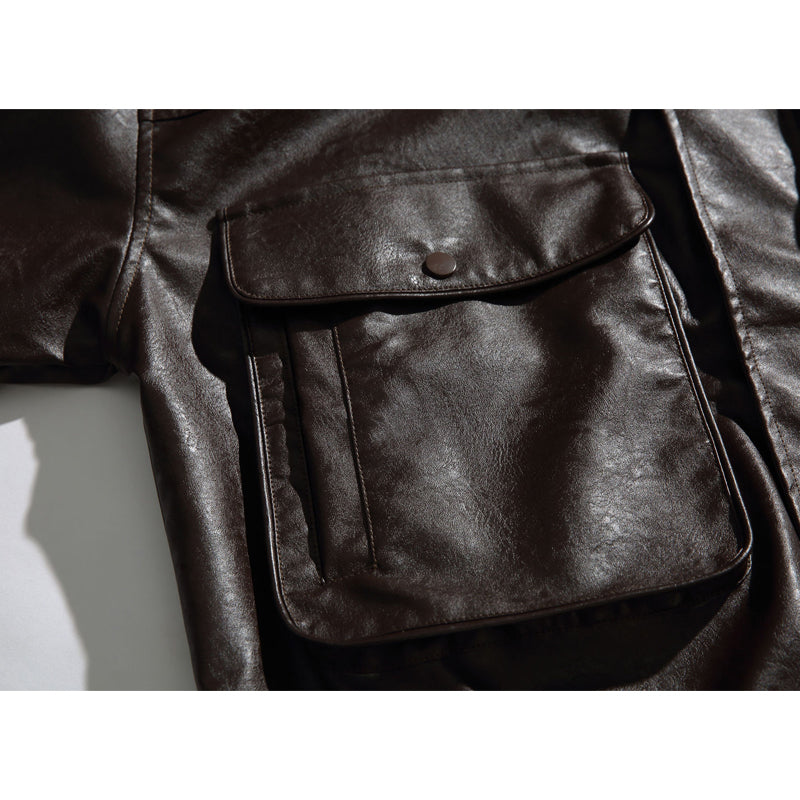 cityboy Cargo Men's Autumn Outdoor Leather Jacket, Waterproof and Windproof, for Commuting