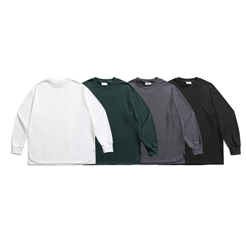 四色選べ無地不規則シンプル長袖Tシャツ
