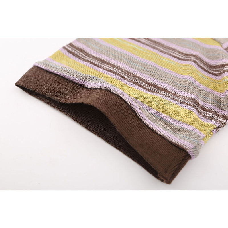 Retro color-striped polo shirt