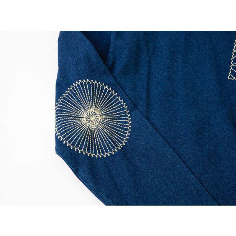 "Lightning" Indigo-dyed Navy Long-sleeved T-shirt