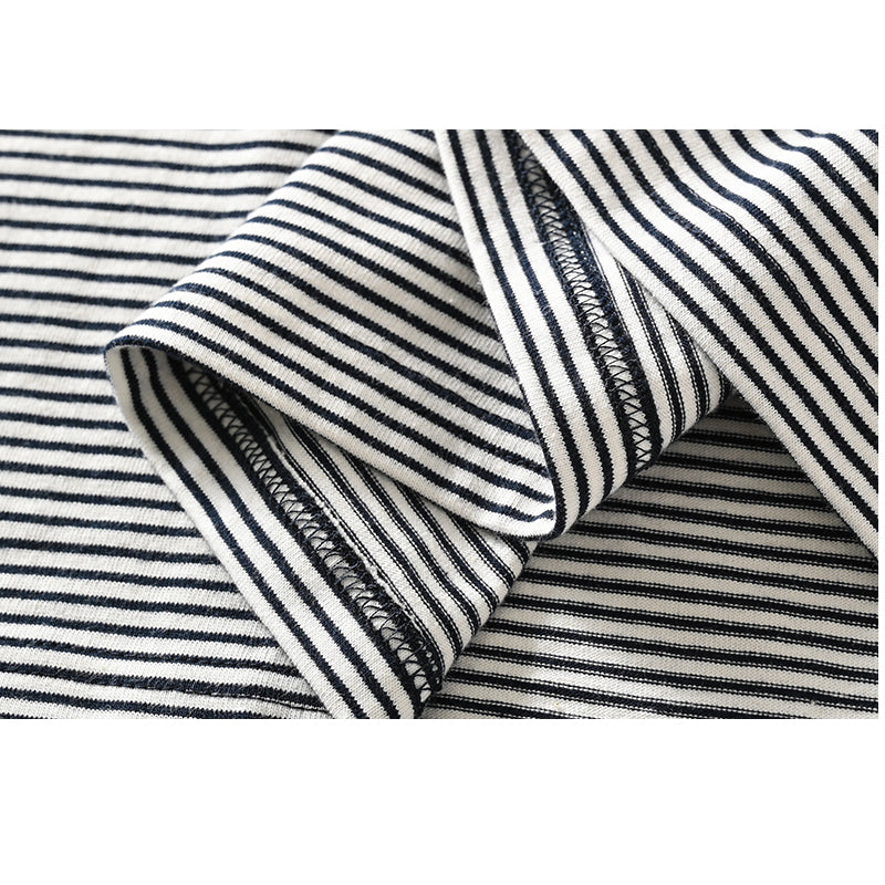 New for summer: Washed cotton striped short-sleeved T-shirt