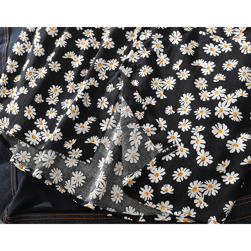 New summer daisy print short sleeve shirt