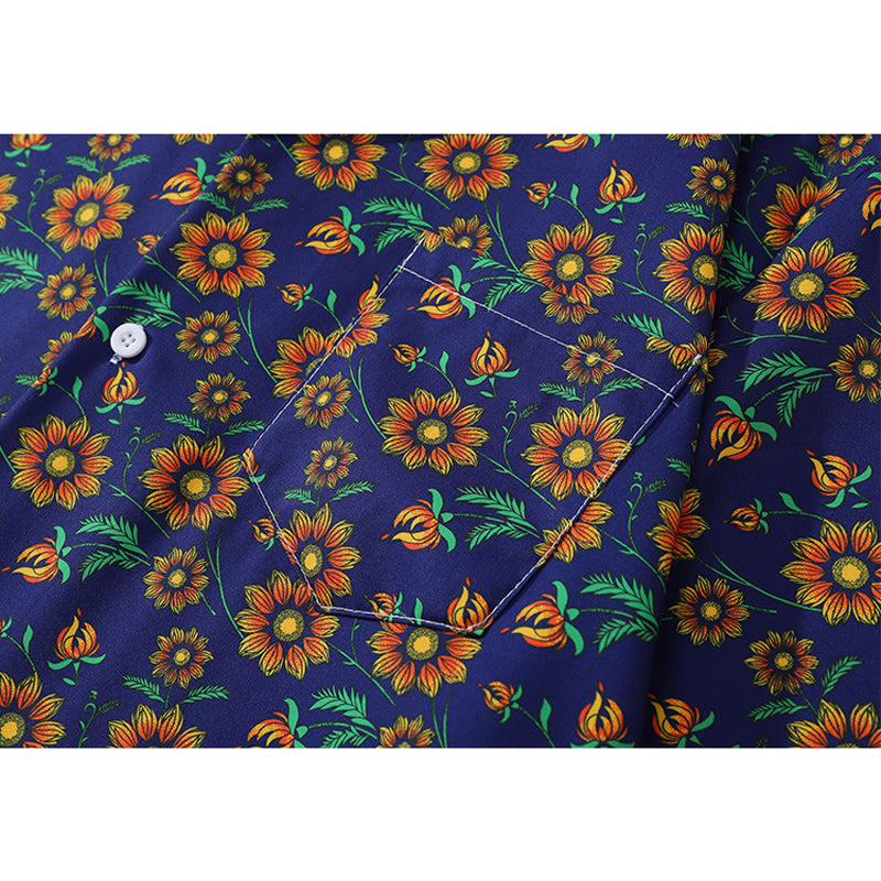 Retro floral short-sleeved shirt