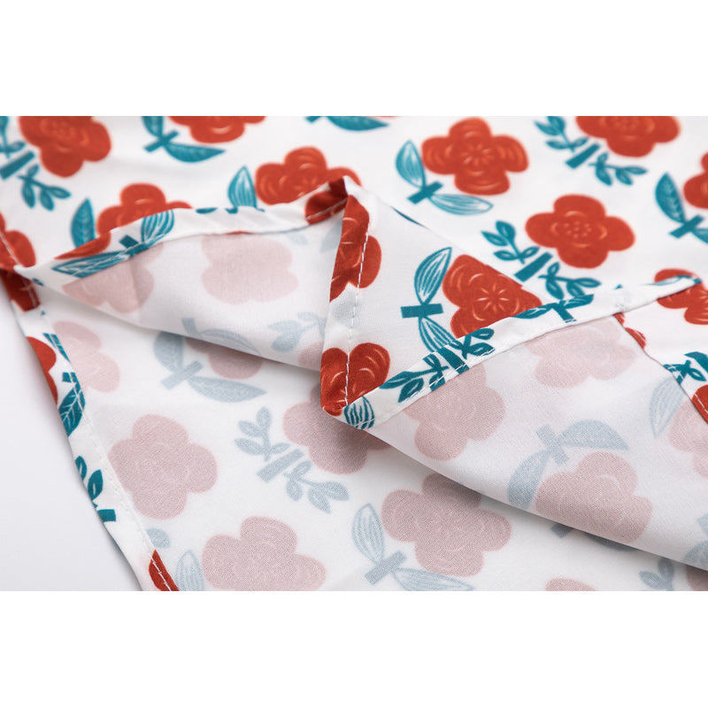 Full-bloom red flower print short-sleeved Hawaiian shirt