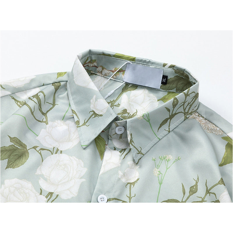 Retro Hawaiian floral short-sleeved all-over print shirt