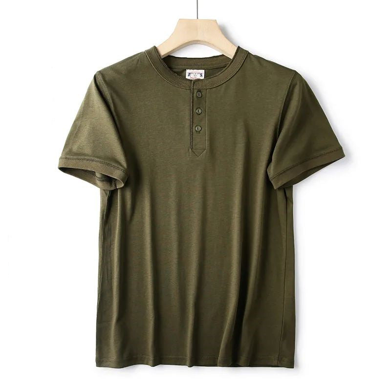夏新作260g無地5COLORアメカジ ヘンリーネック Tシャツ