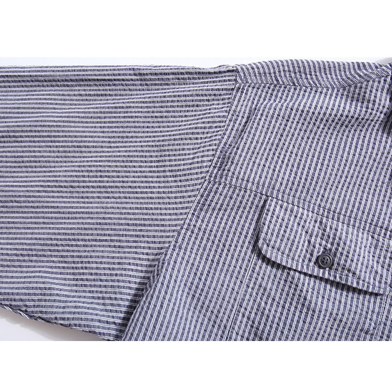 Retro Striped Elbow Patchwork Long Sleeve Shirt