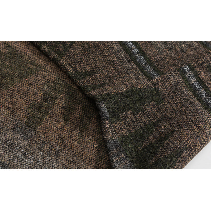 Ethnic NAVAJO all-over print wool blend tweed overshirt