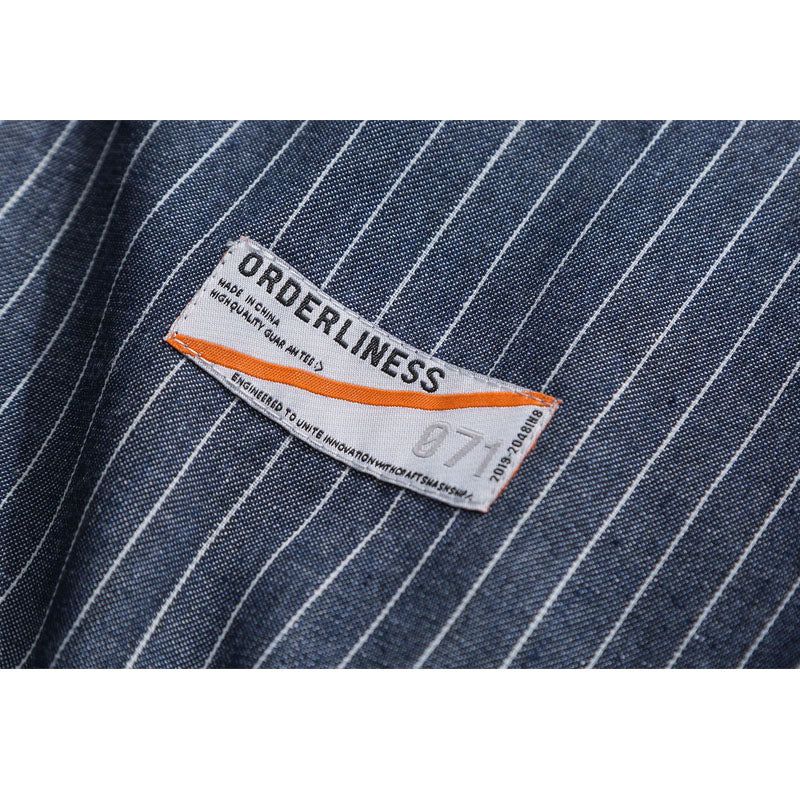 Striped pocket shirt with lettering on sleeves