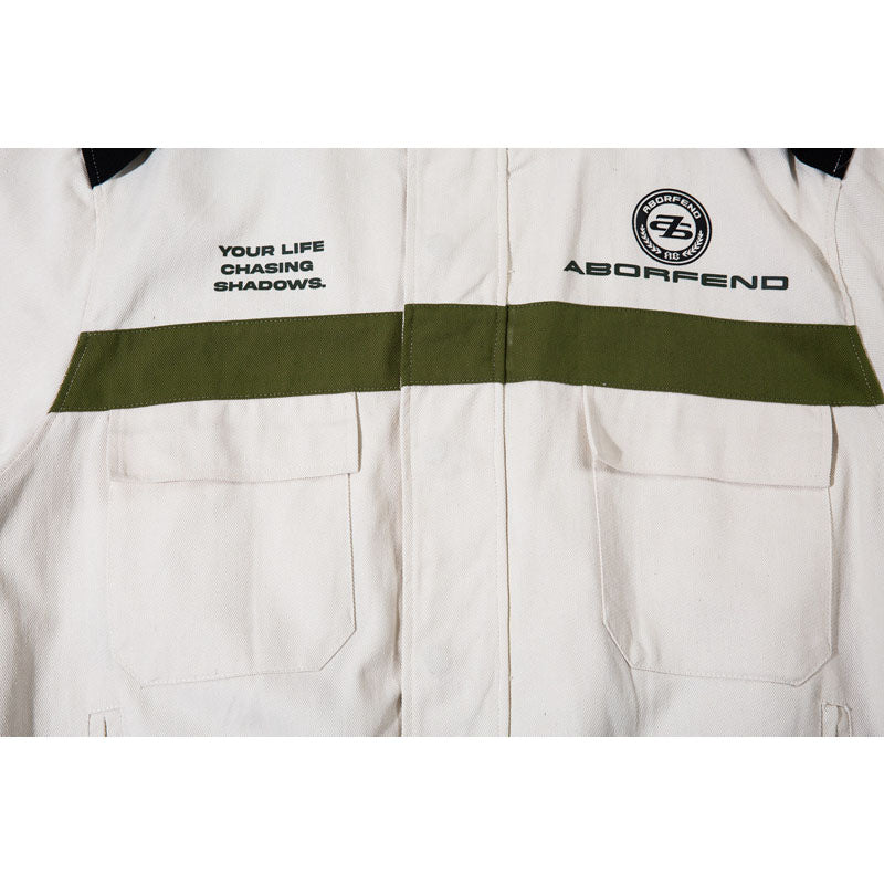Vintage cargo jacket with multiple pockets and contrasting colors