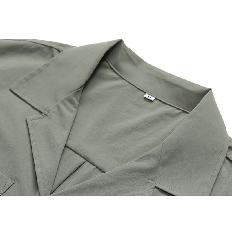 Classic plain Cuban color work short sleeve shirt