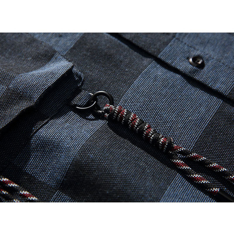 Gingham check work shirt with loop rope
