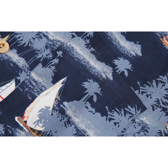 Cuban Color Island Trip Yacht Pattern Aloha Shirt
