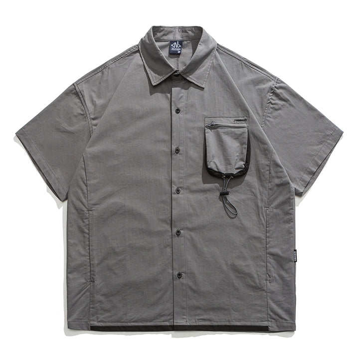 Drawcord pocket cotton short sleeve shirt available in 3 colors