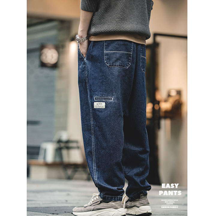 Denim wide tapered easy pants