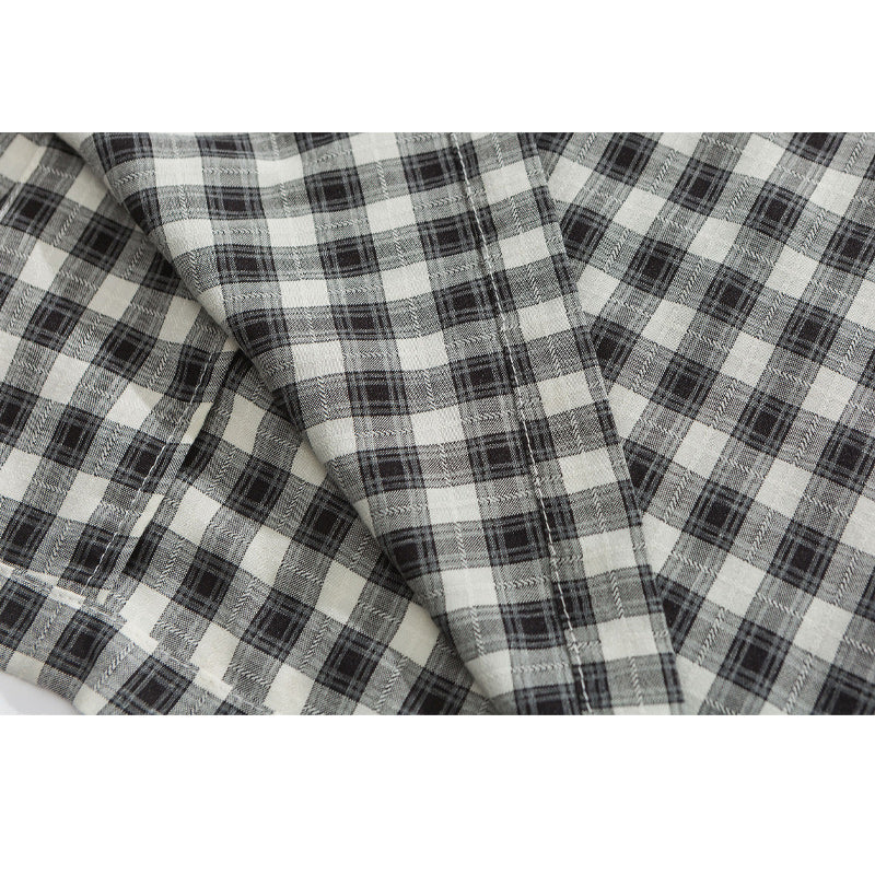 Cuban neck plaid work shirt with pocket