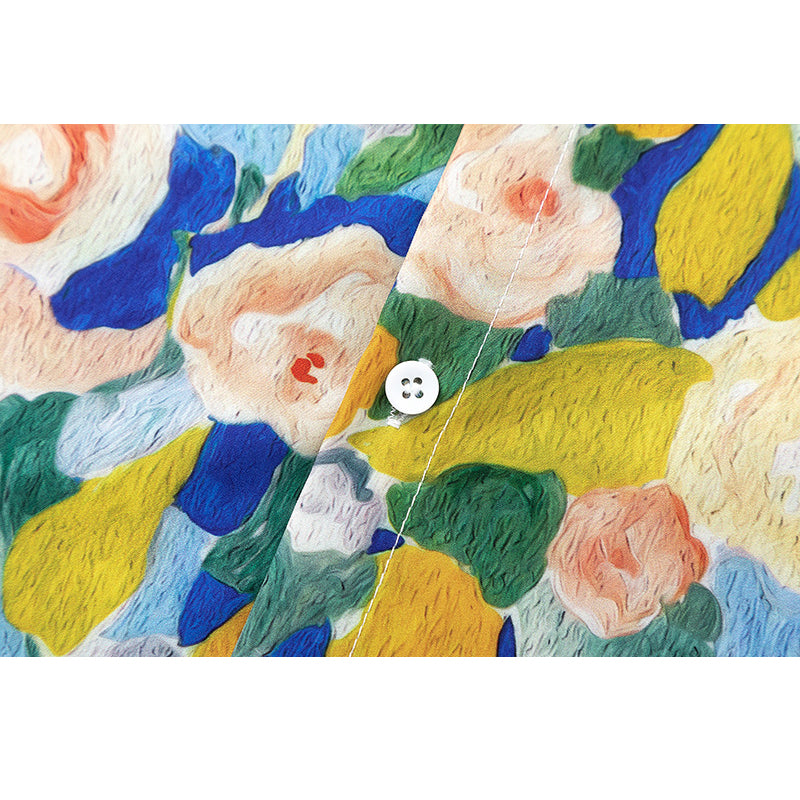 New for summer: Oil painting style print short sleeve shirt
