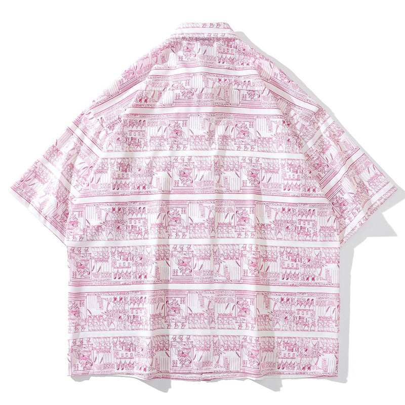 New for summer: ethnic print short-sleeved shirt