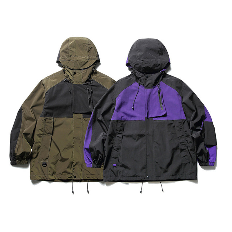 Outdoor color-coordinated functional jacket, lightweight and waterproof