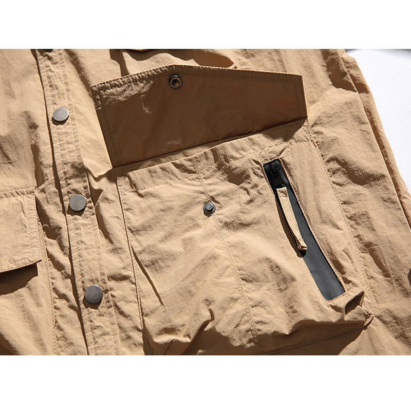 New Spring Collection: Solid Color Overalls with Multi-Pocket Long Sleeve Shirt