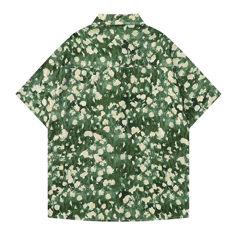 Retro small flower print aloha shirt