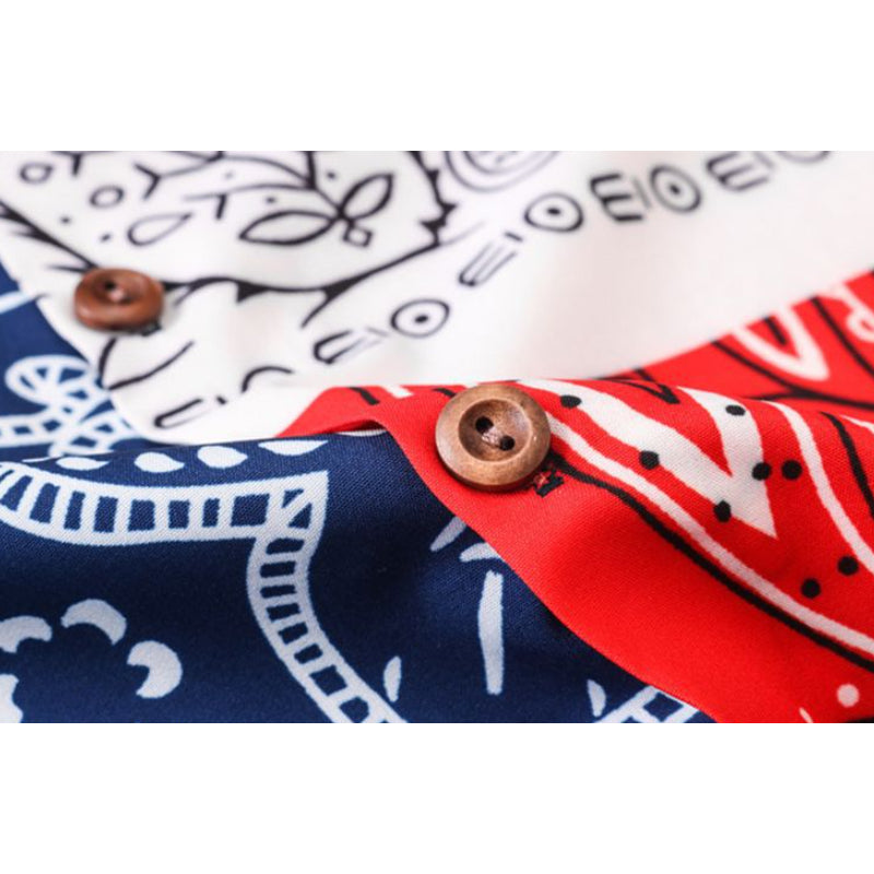 New for summer: ethnic print short-sleeved shirt