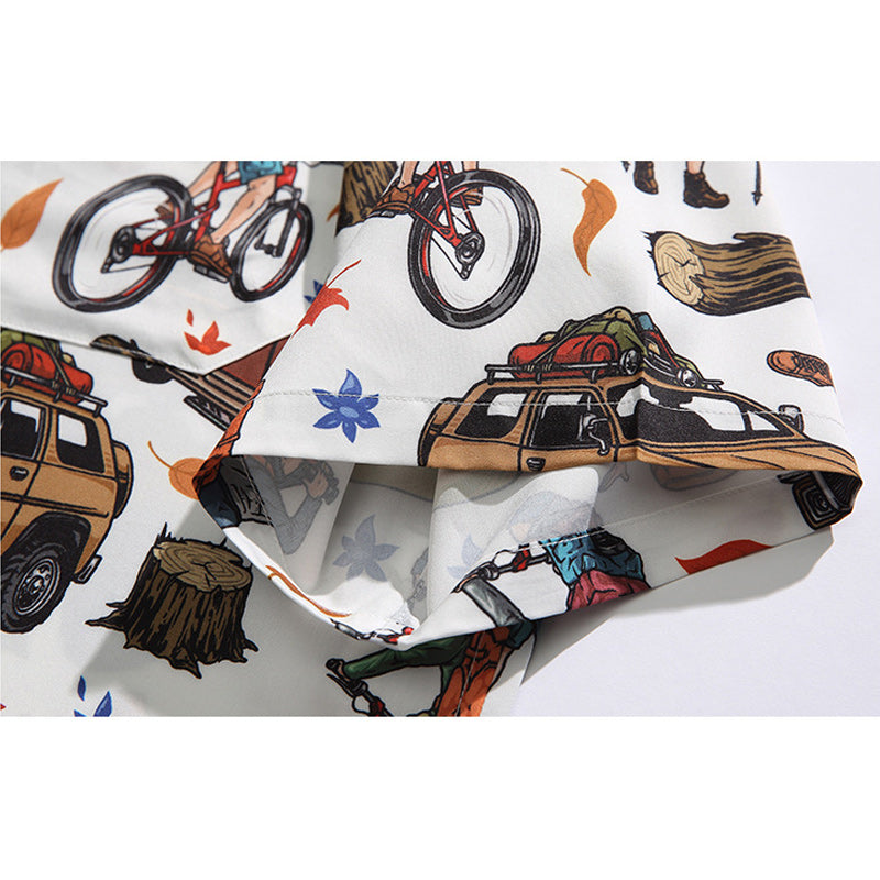 "Traveler" Print Aloha Shirt