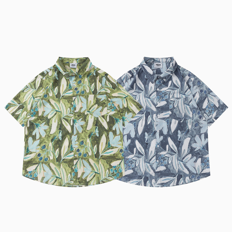 New for summer: Oil painting style floral print short sleeve shirt