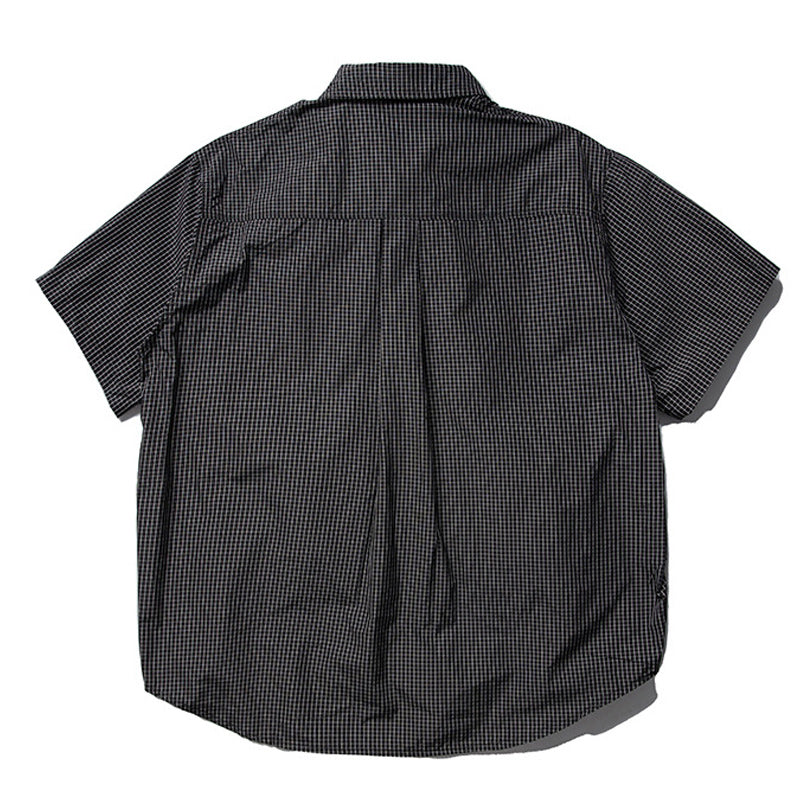 Checkered pocket work short-sleeved shirt